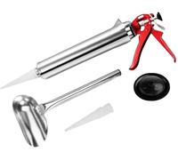 SHZICMY Pistolet à joints pour mortier manuel - Pistolet à mortier - Pistolet à joints - Pistolet à joints - Pistolet de remplissage des espaces - En acier inoxydable - Avec 2 buses et pelle en métal
