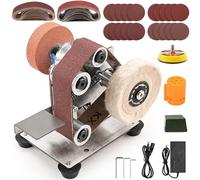 SI FANG Mini Ponceuse à Bande électrique Kit d'affûtage de Couteau, Petite Meuleuse d'établi, 7 Vitesses réglables, Pour le Travail du bois et du métal, la Bijouterie l'artisanat Polissage Meulage