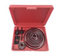 SiaBiced 17 Pièces Scie Scie-cloche Plateau Installation avec Mandrins et nsemble Outils Poinçonnage Fourni avec Coffret Rangement Adaptée pour Perçage Bo, Rouge