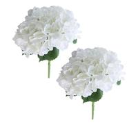 SiaBiced 2 Pièces Bouquet Hydrangea Faux Fleurs Tiges Décoratives Sensation Réaliste Cadeau Original Convient pour Mariage Bureau Fête Salon, blanc