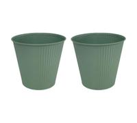 SiaBiced 2 Pièces Seau à Fleurs Pot de Plante Vase en Fer Sculpture Figurine Contenant pour Brosses de Maquillage Convient à Bureau Décoration Maison Cadeau Ja, Vert