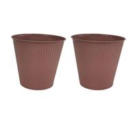 SiaBiced 2 Pièces Seau à Fleurs Pot de Plante Vase en Fer Sculpture Figurine Contenant pour Brosses de Maquillage Convient à Bureau Décoration Maison Cadeau Ja, Brun