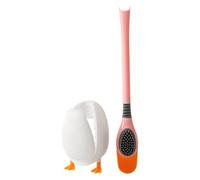 SiaBiced Brosse de Toilette et Support, Tête de Brosse Multifaces, Brosse de Nettoyage Ergonomique et Robuste, éponge de Toilette, pour Salle de Bain, Rose