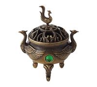 SiaBiced Brûleur D'Encens Bol Sculpture Dragon Porte-cônes Support Encens Alliage Purification Adapté pour Salon Bureau Chambre Méditation M, Phénix