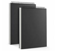 SiaBiced Carnet croquis relié spirale, papier 160g pour artistes et étudiants, couverture, pour ssiner, Noir, 16K, 160g, 2 carnets, 120 feuilles