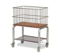 SiaBiced Chariot à Linge à Deux Niveaux Chariot Panier Étagère Organisateur Structure en Acier Carbone avec Panier Supérieur et Tablette Ajourée Poignée en, Argenté, Roues en Cristal