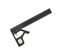 SiaBiced Équerre de Combinaison Multifonctionnelle avec Rapporteur Règle à Angle Droit Réglable Outil de Mesure pour Le Bois avec Niveau à Intégré Adapté, 25CM