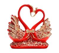 SiaBiced Figurine Cygne Ornement de Bureau Statue Couple Sculpture Animalière Décoration Moderne Résine Détails Élégants Convient pour Salon Bureau Chambre Cad, Rouge