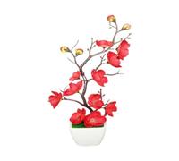 SiaBiced Fleur de Décoration Plante Faux Arbre Tige Ornement Bonsai Matériau Résistant Convient pour Maison Bureau Salon, Rouge