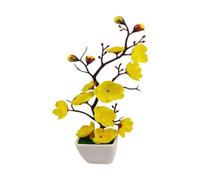 SiaBiced Fleur de Décoration Plante Faux Arbre Tige Ornement Bonsai Matériau Résistant Convient pour Maison Bureau Salon, Jaune