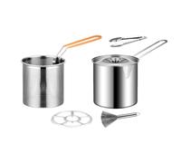 SiaBiced Friteuse Acier Inoxydable Panier Filtre Pot avec Poignée Ergonomique Adaptée pour Préparation de Frites Poulet Maison, avec Brosse