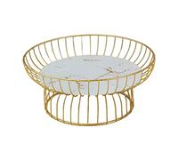 SiaBiced Fruitier Plateau Rond Fil de Fer Organisateur Bol Corbeille à Fruits Présentoir en Fer Matériau Robuste Support Adapté à Salon Décoration de Table Mai, Fond en Verre de 30 cm
