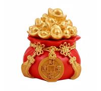 SiaBiced Geldbörse Objet Décoratif en Forme de Bourse Dorée Relief Artistique de Monnaie Résine Travaillée Finition Brillante, Petite-Moyenne, Sac D Argent Porte-Bonheur C - Petite-Moyenne Taille