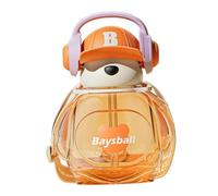 SiaBiced Gourde Ours Gourde Enfant Paille Tasse Adorable Bouteille d'eau Motif Ourson Hermétique Facile à Transporter Matériau Solide Adaptée aux Activités, Orange