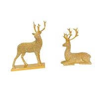 SiaBiced Lot de 2 Figurines D'élan en Résine, Sculpture Décorative Moderne, Idéales pour La Maison, Une étagère, Un Bureau Ou comme Cadeau, Or