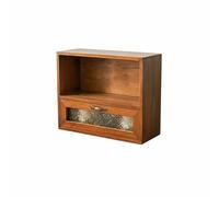 SiaBiced Organiseur de Bureau Acrylique Coffret à Tiroirs à Double Porte Vintage Structure en Bois Organise Petits Objets pour, Un Compartiment, Un Tiroir - Verre De Fleur De Begonia