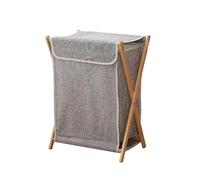 SiaBiced Panier à Linge Panier Organisateur Vêtements Panier Rangement Panier Livres Enfants Structure Rigide Tissu Effet Lin Bois avec Couvercle Conçu pour, GRIS