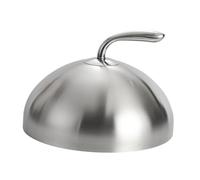 SiaBiced Plateau de Service En Acier Inoxydable avec Poignée et Cloche, Argent 28 cm
