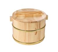 SiaBiced Récipient à Riz En Bois pour La Cuisson à La Vapeur, Récipient à Riz Rond, Boîte Alimentaire, Assiette Pratique, Bol à Riz à Sushi avec Couvercle pour, 20cmx20cmx13cm