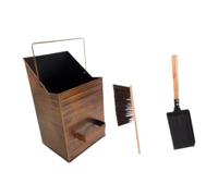 SiaBiced Seau à Cendres avec Couvercle Seau à Cendres Cheminée Seau Porte-cendres Bassine Poêle Construction En Fer Robuste Résistant à La Chaleur Ouverture Bi, Brosse à Pelle En Cuivre