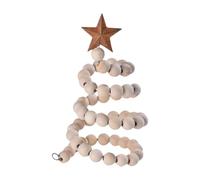 SiaBiced Statuette de Sapin de Noël, Mini Ornement de Bureau, Décoration de Table En Perles de Bois Artificielles et Fer, Convient pour La Maison, La Chambre O, Bois