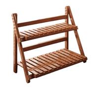 SiaBiced Support pour Plantes, Organiseur de Bureau à Deux Niveaux, étagère Décorative en Bambou, Convient pour La Cuisine, La Chambre, Le Salon, E, Marron Foncé 40 Cm
