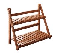 SiaBiced Support pour Plantes, Organiseur de Bureau à Deux Niveaux, étagère Décorative en Bambou, Convient pour La Cuisine, La Chambre, Le Salon, E, Marron Foncé 30 Cm