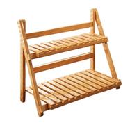 SiaBiced Support pour Plantes, Organiseur de Bureau à Deux Niveaux, étagère Décorative en Bambou, Convient pour La Cuisine, La Chambre, Le Salon, E, Marron Clair 50 Cm