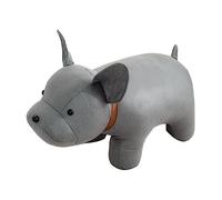 SiaBiced Tabouret Animal Pouf Banc Tabouret Enfant Éléphant Siège Rembourré Pieds Bois Légers Adapté pour Chambre d'enfant Décoration Espace de, Chien Gris