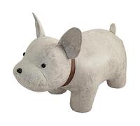 SiaBiced Tabouret Animal Pouf Banc Tabouret Enfant Éléphant Siège Rembourré Pieds Bois Légers Adapté pour Chambre d'enfant Décoration Espace de, Chien Blanc