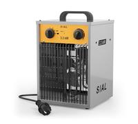 SIAL Chauffage d'Appoint Soufflant 3.3kW Radiateur Électrique IP24,DA3.3 | avec Thermostat Réglable & 2 Niveaux de Chaleur - Pour Salle de Bain, Chantier, Atelier, Garage, Camping Car, Van, Terrasse