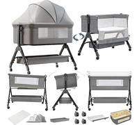 Sianldcone Cododo Bebe avec Table à Langer, Lit Cododo Pliable, Multifonctionnel Lit Bebe, 3 Niveaux de Réglage de La Hauteur (X3 Grey)