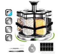 SIAZIH Carrousel à épices rotatif à 360° avec 6 pots à épices de 120 ml, taille réglable à 360°, étagères à épices délicates en acier inoxydable, stockage des épices de base pour les débutants