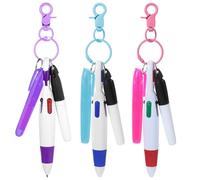 Sibba Lot de 3 mini surligneurs pour infirmière avec pointe marqueur permanent, stylo à bille rétractable avec porte-clés pour soins infirmiers, stylos à bille multicolores pour bureau, hôpital