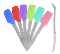 Sibba Lot de 6 mini spatules incurvées en caoutchouc pour bocal, canette, bol, grattoir flexible résistant à la chaleur, anti-adhésif, outil de cuisine multifonction pour la cuisine, la pâtisserie, le