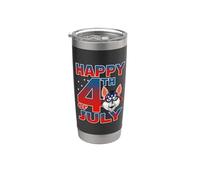 Siberian Husky Dog American Flag Glasses Happy 4th Of July Gobelet isotherme en acier inoxydable double paroi