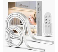 SIBI LIGHTING Lot de 2 lampes LED autocollantes à intensité variable - 1 m | Barre lumineuse avec télécommande en silicone flexible avec bloc d'alimentation 24 V pour cuisine, chambre à coucher, salon