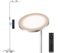 SIBRILLE 36W Lampadaire Sur Pied Salon, Super Lumineux, Moderne Lampadaire LED Dimmable avec Télécommande, 3000K-6000K Lampe sur pied Lampe de Lecture pour Salon, Chambre, Bureau, Nickel brossé