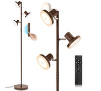 SIBRILLE Lampadaire LED Dimmable 36 W 2500 lm Avec Télécommande & Contrôle Tactile, 4 Températures de Couleur, 3 Lampes Réglable LED pour Salon, Chambre et bureau, Marron