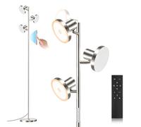 SIBRILLE Lampadaire LED Dimmable 36W, 2500LM Lampadaire sur Pied Salon Avec Télécommande, Lampe sur Pied 4 Températures de Couleur, 3 Lampes Réglable LED pour Salon Chambre Bureau(Nickel brossé)