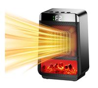 SIC Réchaud électrique avec élément céramique PTC, chauffage soufflant, effet flamme, télécommande, protection contre la surchauffe et le renversement, mode ECO (flamme)