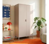 Sicaan Armoire Industrielle Thea 80 x 45 x 170 cm - Acier Laminé À Froid Beige 0,6 mm - 2 Portes - 4 Étagères Ajustables - 2 Penderies - Charge 250 kg - Pieds Réglables 0,8 mm - Époxy Mat - Kit