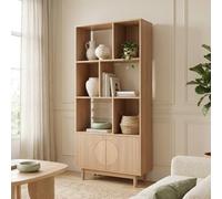 Sicaan Bibliothèque scandinave H.180cm, 2 Portes et 6 niches Finition chêne - Lila