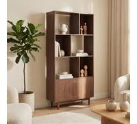 Sicaan Bibliothèque Scandinave Lila 80 x 30 x 180 cm - Finition Noyer Bois Foncé - Panneau De Particules Et MDF Mélaminés 15 mm - 2 Portes - 6 Niches - Push-to-Open - Charge 150 kg - Kit