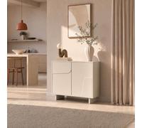 Sicaan Buffet Beige Flora 80 × 40 × 95 cm, 2 Portes, Panneau de Particules mélaminé et MDF, Charge 60 kg, Design Contemporain Minimaliste, livré en kit