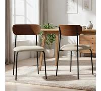 Sicaan Lot de 2 chaises scandinaves Velours côtelé Beige - 81x46x50,5 cm - Collection Olivia - Design Nordique épuré - Assise Confortable - Pieds Stables Solides - Kit