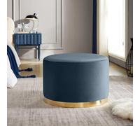 Sicaan Pouf Repose-Pieds Charlotte Velours Chic - Tabouret Design Art Déco Glamour - Assise Élégante avec Anneau Doré - Ottoman Déco pour Salon ou Chambre - 60x60x40 cm