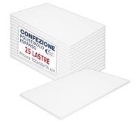 Sicignano Casalinghi Lot de 25 plaques de polystyrène expansé, 100 x 50 x 1 cm, panneaux fins pour emballage, protection d'objets, découpage et revêtements isolants, polystyrène blanc, facile à