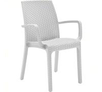 Sicignano Chaise indienne blanche en plastique rotin 59 x 57 x 86 h cm - Empilable, résistant aux UV, facile à nettoyer, ameublement intérieur, extérieur, bar, pub, jardin, terrasse, fabriqué en