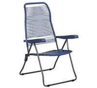 Sicignano Chaise longue Lipari pliante pour extérieur, PVC coloré sur cadre en acier, 5 positions inclinables, 62 x 64 x 105 cm (1, bleu)